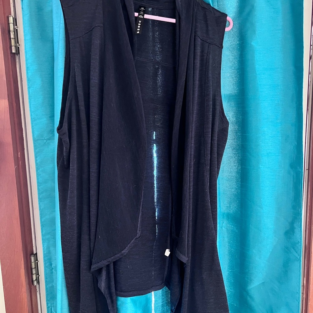 Blue Sleeveless Open Cardigan